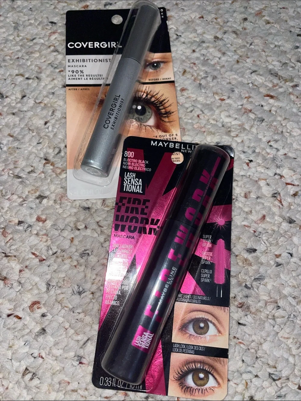 3 Maybelline Lash Sensational Firework & 2 covergirl Mascaras